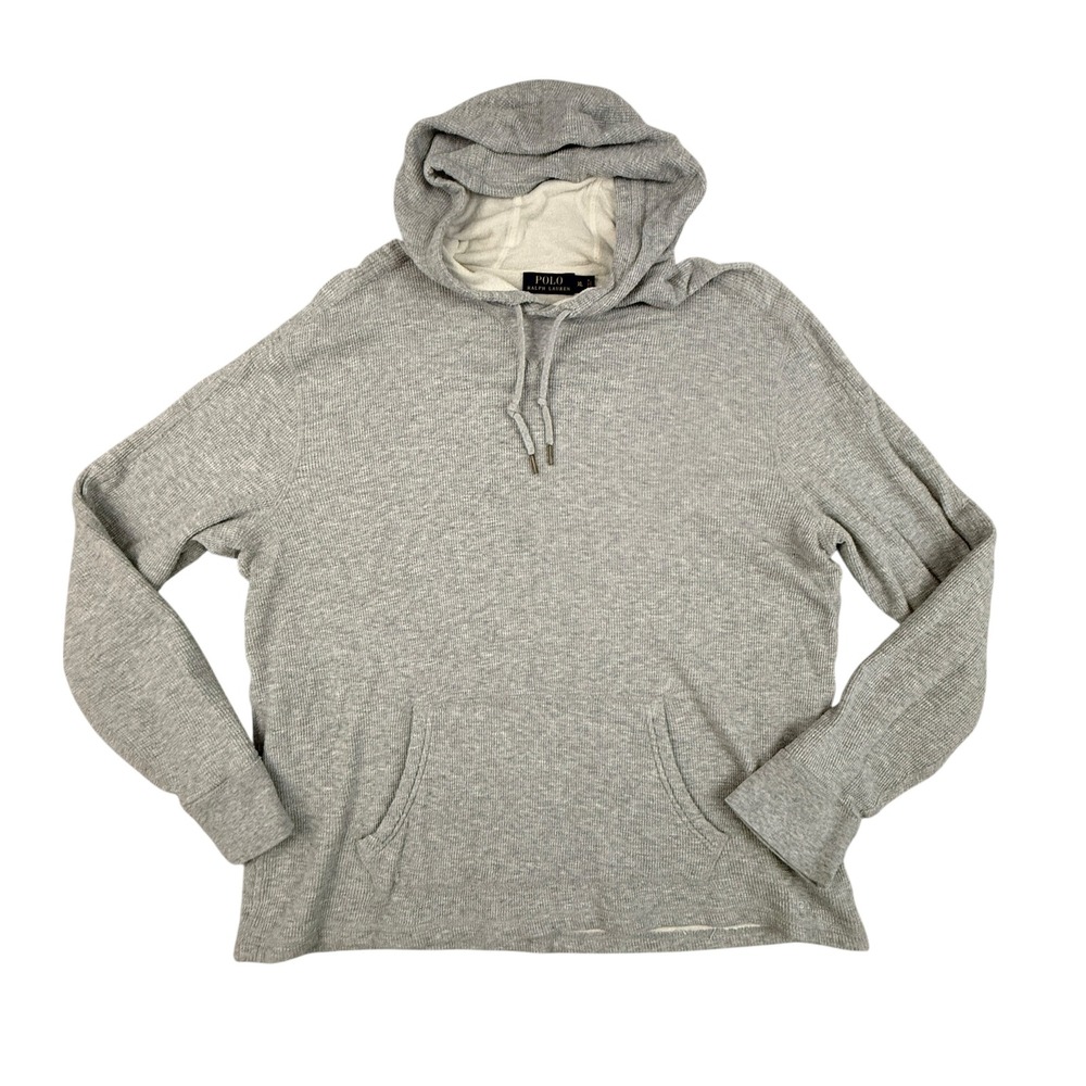 Polo‎ Ralph Lauren Mens Grey Thermal Waffle Knit Hoodie Pullover Size XL